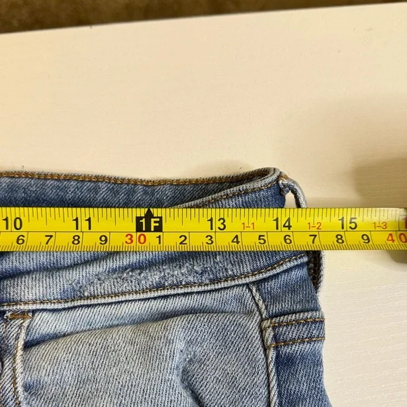 Cello Medium Blue High-Rise Flare Jeans with Knee Distress - Picture 5 of 7